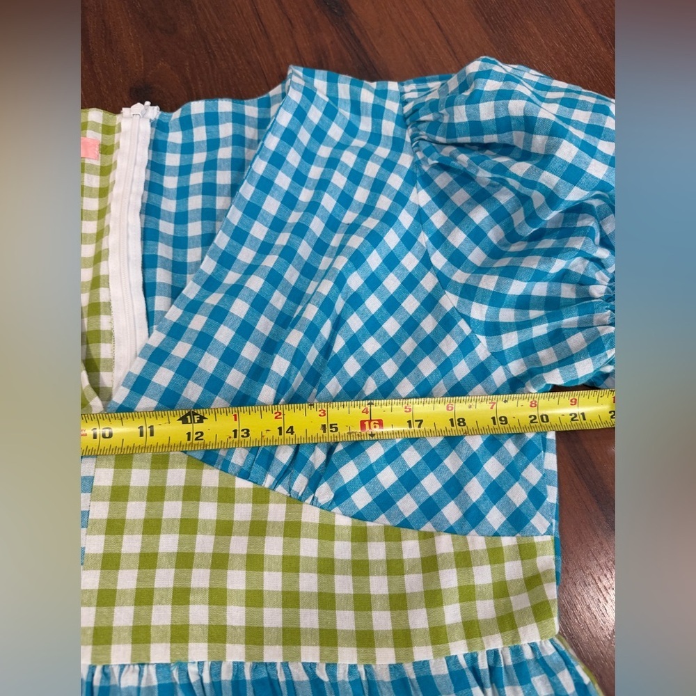 Molby The Label Women's Short Sleeve Gingham Tilda Dress green blue Size 18 - Picture 6 of 8